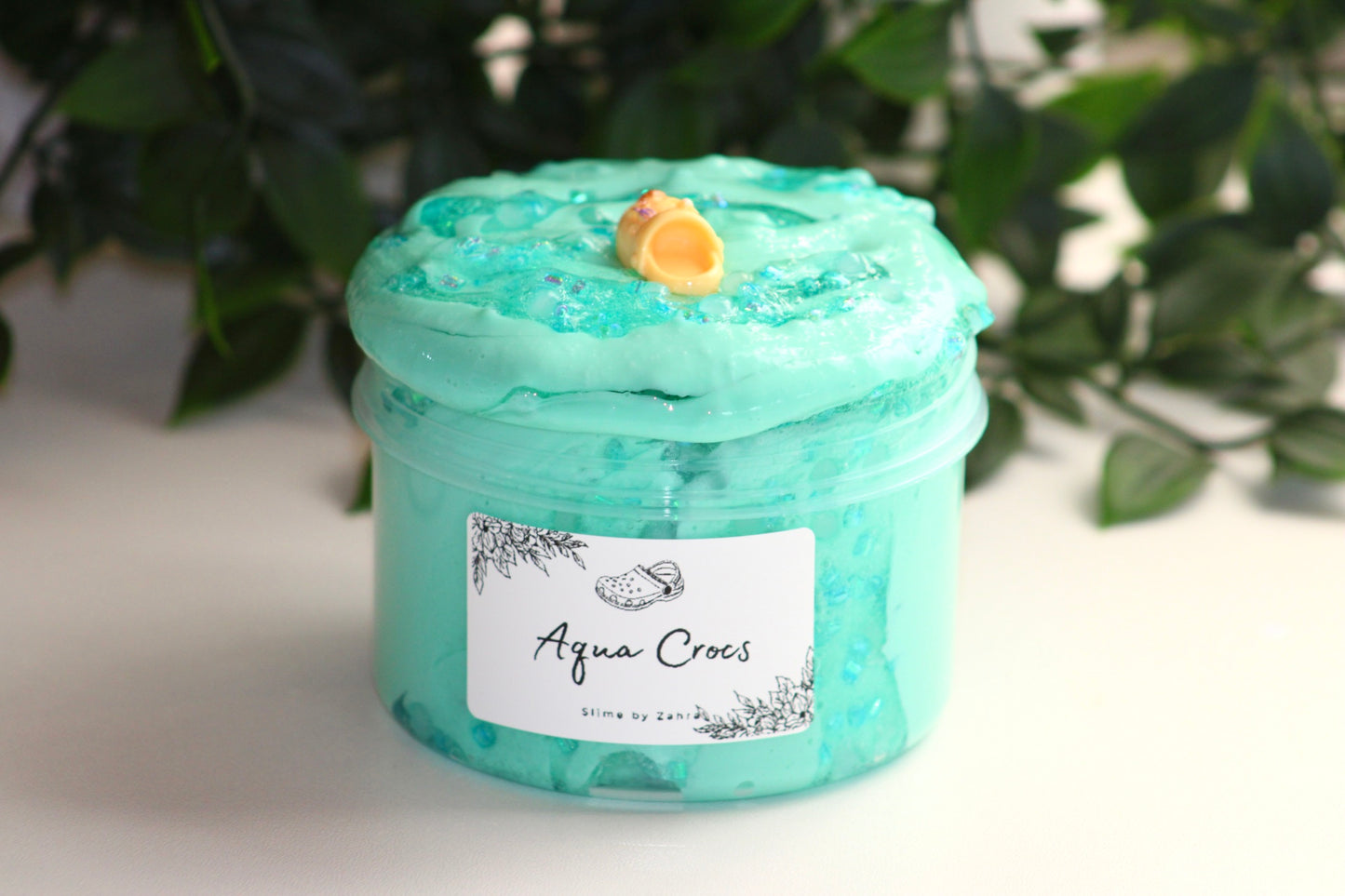 🩴Limited Slime - "Aqua Crocs" - Thick and Glossy x Bingsu/Slushy Beads