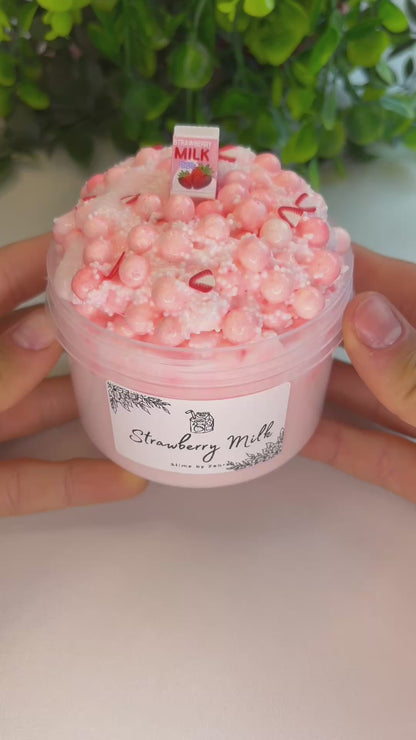 Slime "Strawberry Milk" - Foam Beads Slime