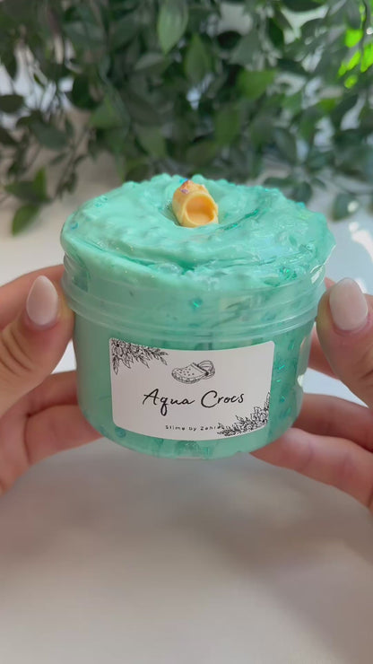 🩴Limited Slime - "Aqua Crocs" - Thick and Glossy x Bingsu/Slushy Beads
